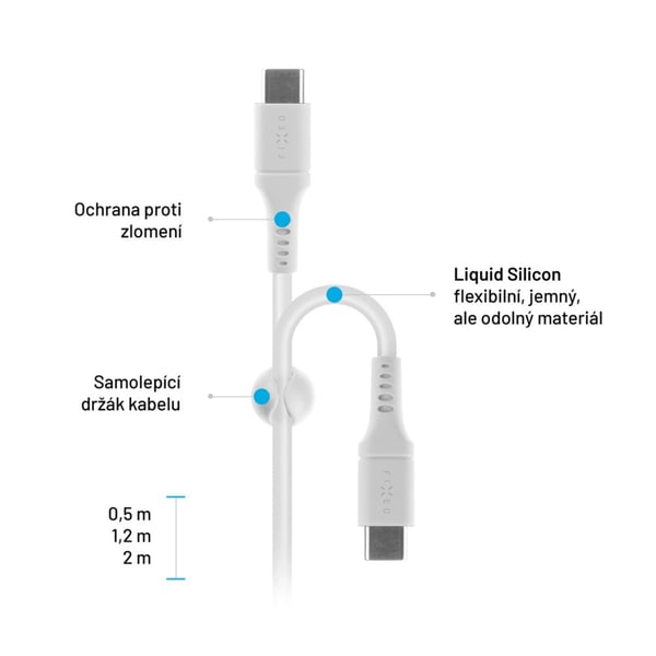 FIXED FIXDLS-CC2-WH USB-kabel USB 2.0 2 m USB C 4,8 Gbit/sek. Hvid