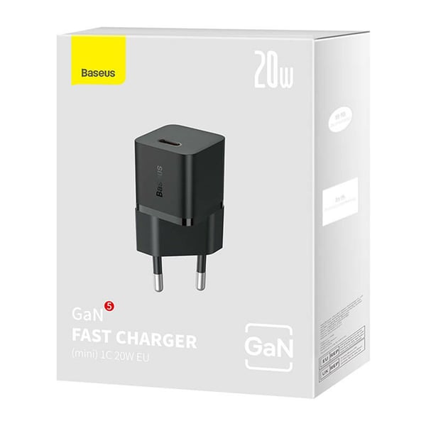 Miniatyrbillede 2 af 3: Baseus GaN5 20W Mini Universel Sort Vekselstrøm Hurtig opladning Indendørs
