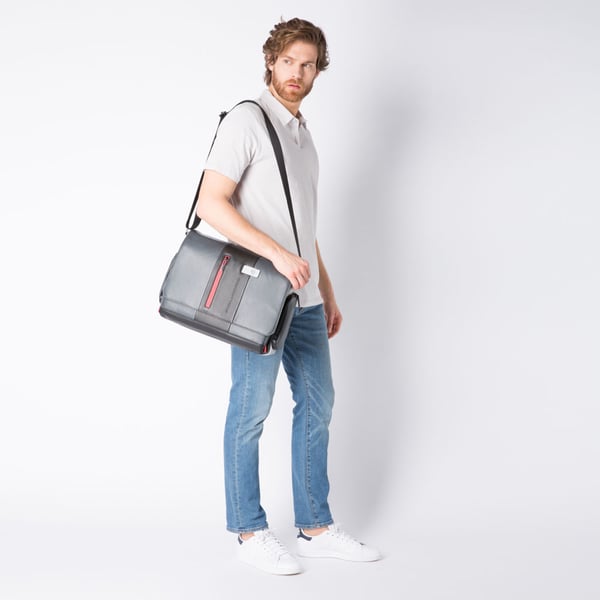 Piquadro CA1592UB00/GRN håndtaske og skuldertaske Læder Sort, Grå Unisex Messenger taske