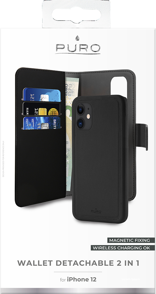 Miniatyrbillede 2 af 2: Bigben Connected PUROFOLIOMAGNIP1254B mobiltelefon etui 13,7 cm (5.4") Tegnebogsetui Sort