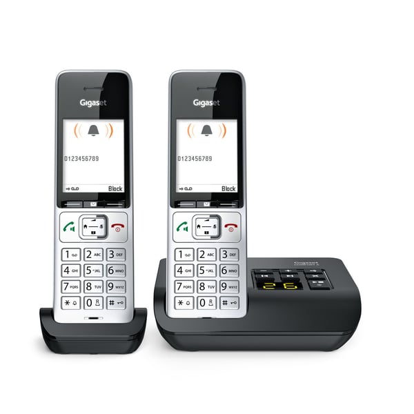 Gigaset COMFORT 500A duo Analog/DECT-telefon Nummervisning Sort, Sølv