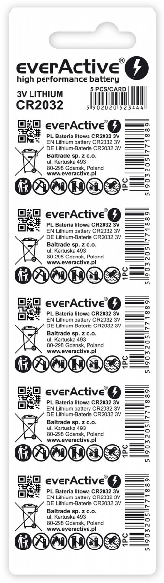 Miniatyrbillede 2 af 2: Everactive CR20325BL husholdningsbatteri Engangsbatteri CR2032 Lithium