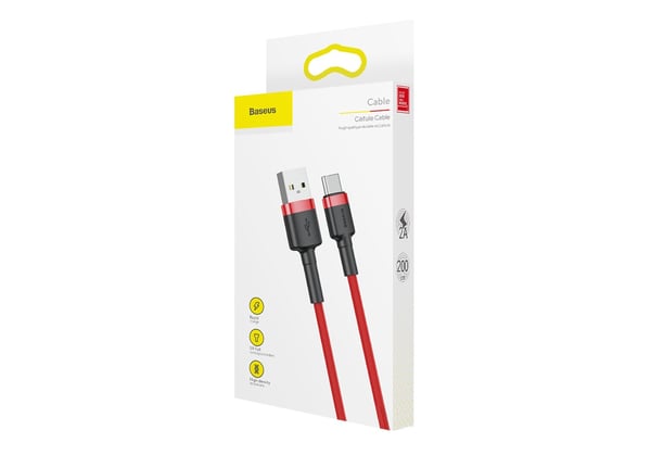 Miniatyrbillede 5 af 6: Baseus Cafule USB-kabel USB 2.0 2 m USB A USB C 0,48 Gbit/sek. Rød