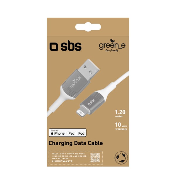 Miniatyrbild 3 av 4: SBS GRECABLEUSBIP589W belysningskabel 1,2 m Silver, Vit