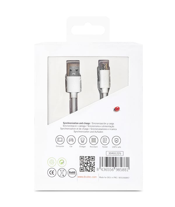 Miniatyrbillede 2 af 3: DCU Advance Tecnologic 30401225 USB-kabel USB 2.0 1 m USB A Micro-USB A Hvid