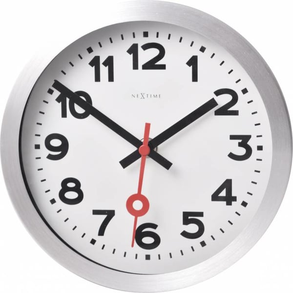 NeXtime 3998AR Væg- og bordur Kvartsur Cirkel Aluminium, Sort, Rød, Hvid
