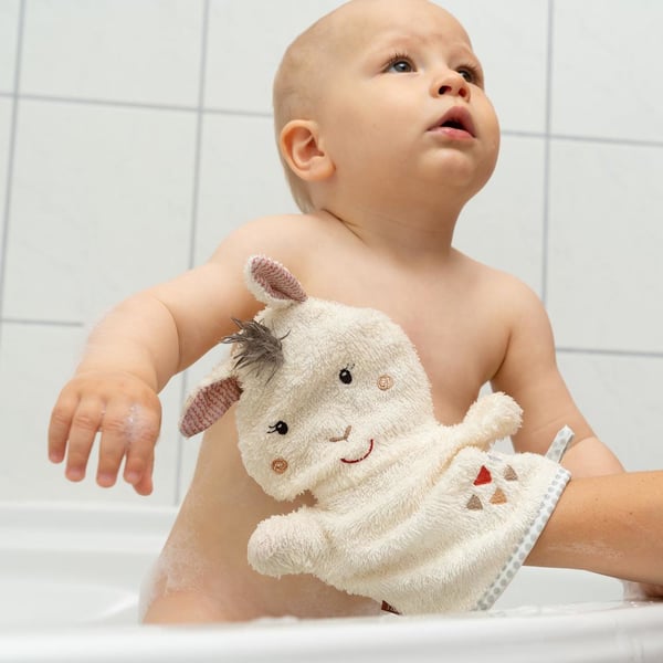 Fehn 058215 babytvättsvampar Badhandske med tvättsvamp Multifärg