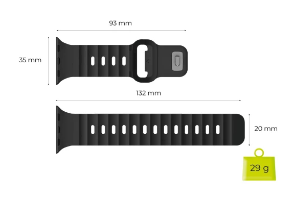 Mobile Origin AWMS-03-BLK Smart bærbart (wearable) tilbehør Rem Sort Fluoroelastomer