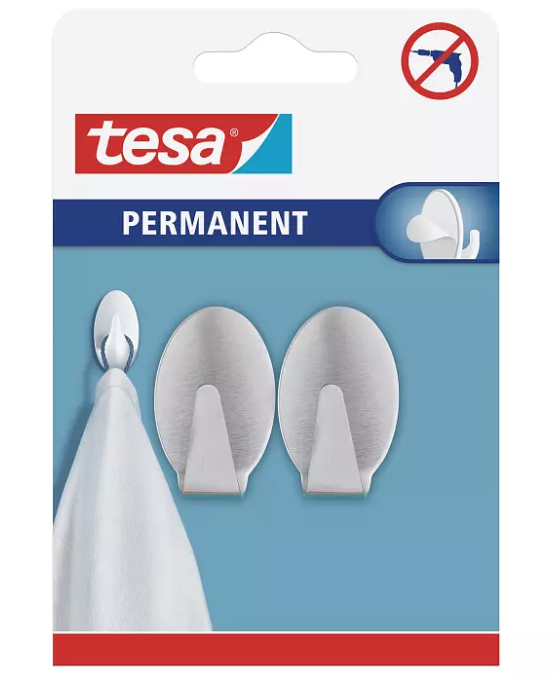 TESA 66611-00000-00 Indendørs Universal krog Rustfrit stål 2 stk
