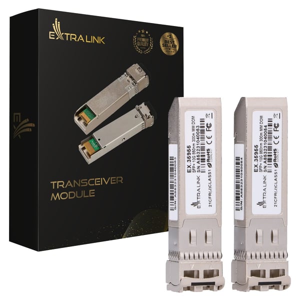 Extralink SFP+ 10G 2-pack | Moduł SFP+ | 10Gbps, LC/UPC, 850nm, 300m, multi mode, DOM, Dedicated to HP/Aruba (EX.35955) lähetin-vastaanotinmoduuli