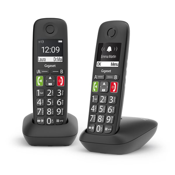 Gigaset E290 Duo Analog telefonhåndsæt Nummervisning Sort