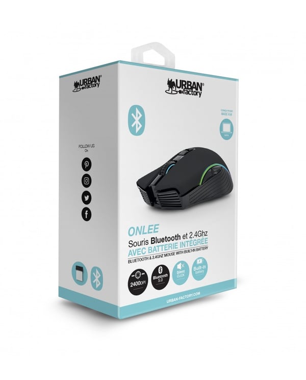 Urban Factory Onlee mus Spil Ambidextrous RF trådløs + Bluetooth Optisk 2400 dpi