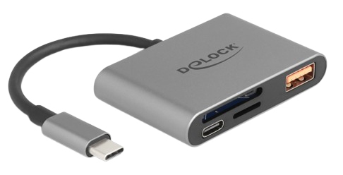 Pikkukuva 1 / 3: DeLOCK 91016 kortinlukija USB 3.2 Gen 2 (3.1 Gen 2) Type-C Harmaa