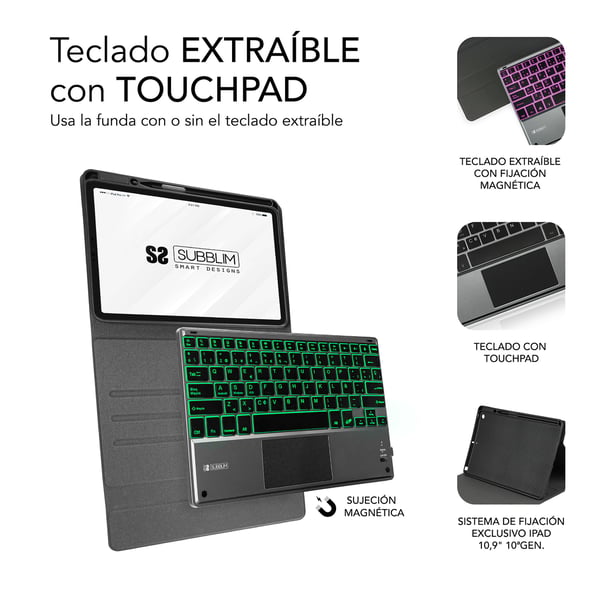 Pikkukuva 2 / 7: SUBBLIM Funda Tablet KEYTAB ProBT Touchpad Ipad 10,9/11 10a/11a Gen NEGRA