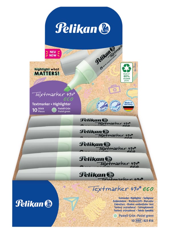 Miniatyrbillede 1 af 4: Pelikan Textmarker 490 eco speedmarker 10 stk Mejselspids Grøn