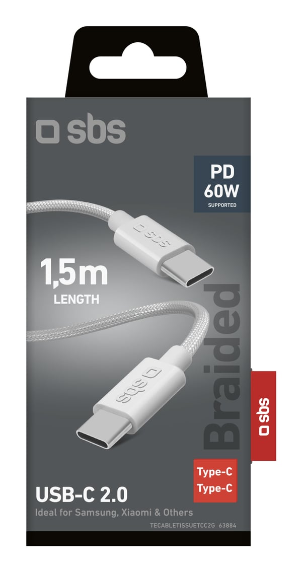 Pikkukuva 2 / 4: SBS TECABLETISSUE2G USB-kaapeli 2 m USB C 60 W Harmaa