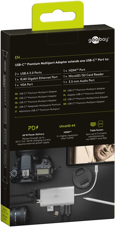Pikkukuva 2 / 7: Goobay 49850 keskitin USB Type-C 5000 Mbit/s Hopea