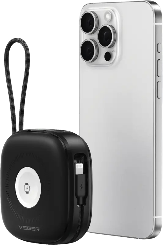 Miniatyrbillede 2 af 4: VEGER W1205 powerbank 10000 mAh Trådløs opladning Sort