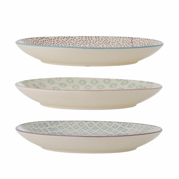 Bloomingville Patrizia Middagstallerken Rund Stentøj Flerfarvet, Beige 3 stk