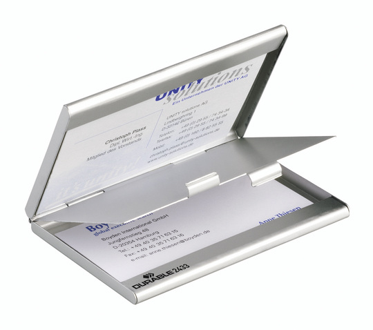 Durable BUSINESS CARD BOX duo visitkortshållare Aluminium Silver