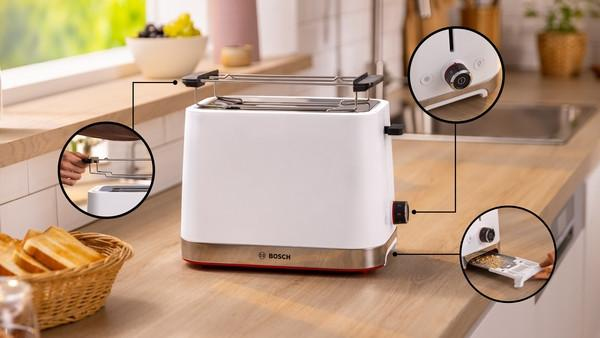Pikkukuva 9 / 9: Bosch TAT4M221 leivänpaahdin 2 viipale(i)ta 950 W Valkoinen