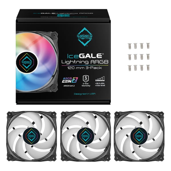Miniatyrbillede 10 af 14: Iceberg Thermal IceGALE ARGB Gen2.0 - 120 mm Sort 3-pak
