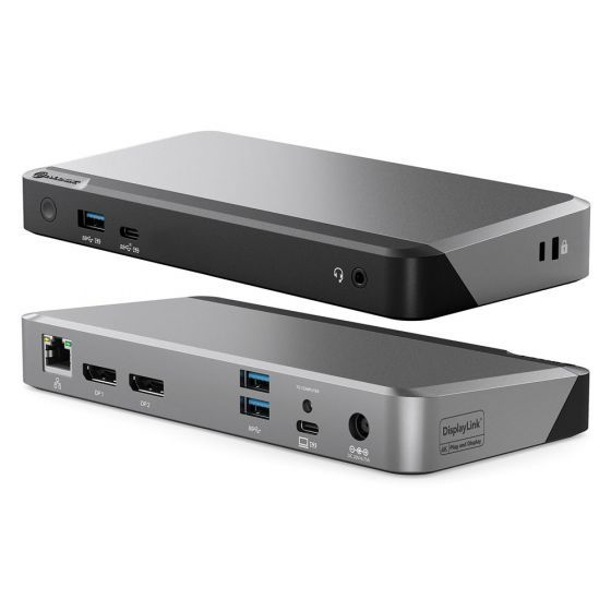 Pikkukuva 1 / 9: ALOGIC DUPRDX2-100 kannettavien tietokoneiden telakka ja porttitoistin Langallinen USB 3.2 Gen 1 (3.1 Gen 1) Type-C Musta, Harmaa