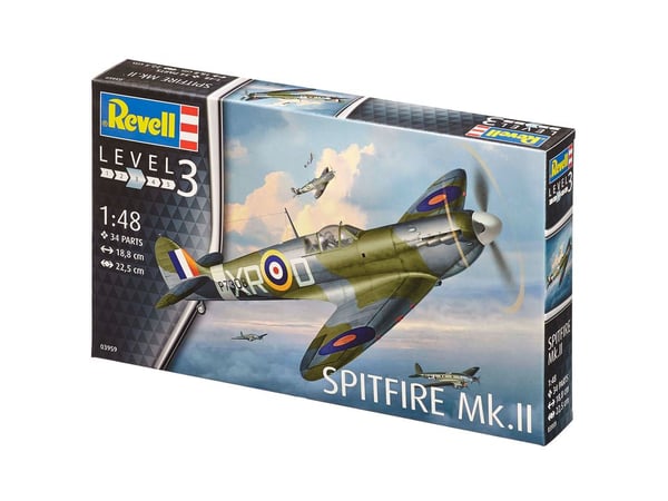 Pikkukuva 9 / 11: Revell Spitfire Mk.II Pienoismallikiinteäsiipinen ilma-alus Kokoamispakkaus 1:48