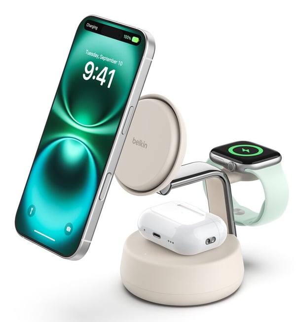 Miniatyrbillede 1 af 5: Belkin Qi2 Fitness tracker, Hovedtelefoner, Smartphone, SmartWatch Hvid USB Trådløs opladning Hurtig opladning Indendørs