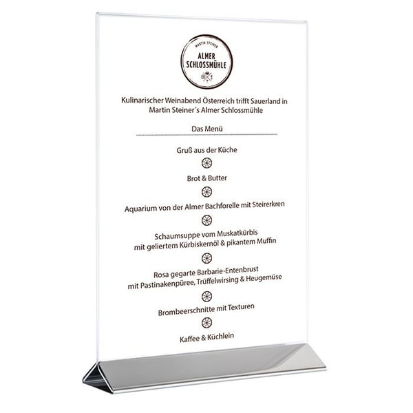 APS-Germany 71521 menyhållare Bordshållare Rostfritt stål, Transparent Akryl, Rostfritt stål