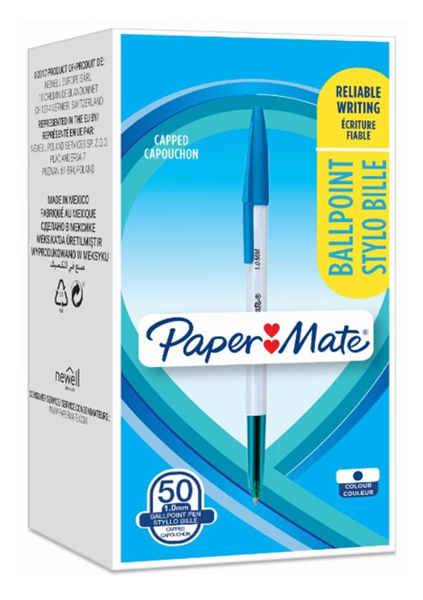 Papermate InkJoy 100 Blå Kulspetspenna, pinnformad Medium 50 styck
