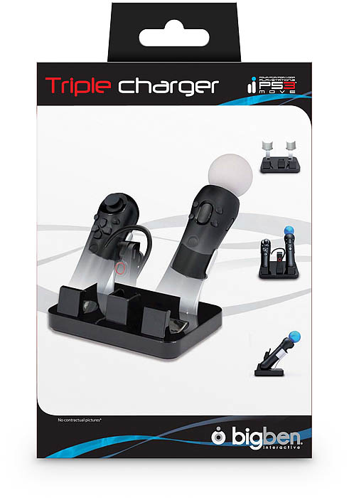 Bigben Interactive Move Tri-Charger, PS3 Spillekontroller Sort Vekselstrøm Indendørs