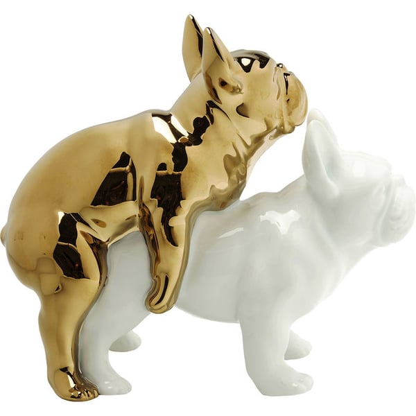 KARE Design Love Dogs dekorativ statue og figur Guld, Hvid Porcelæn