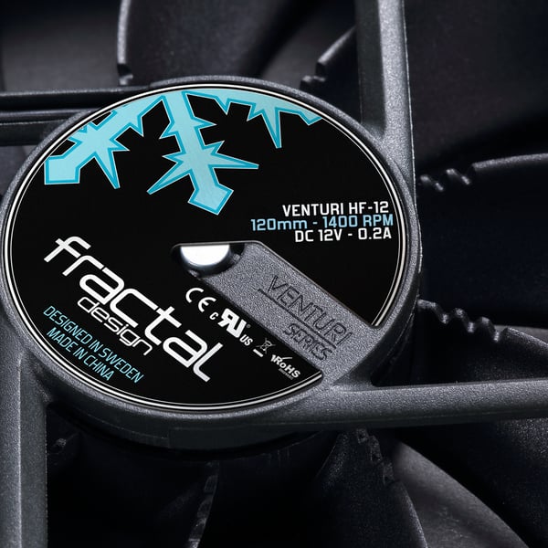 Fractal Design Venturi HP-12 PWM Datorväska Fan 12 cm Svart, Grå