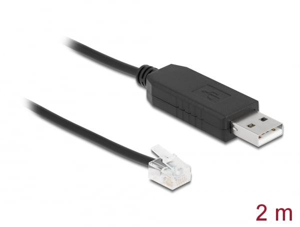 Miniatyrbild 3 av 3: DeLOCK 66736 kabelomvandlare (hane/hona) RJ-12 USB 2.0 Type-A Svart
