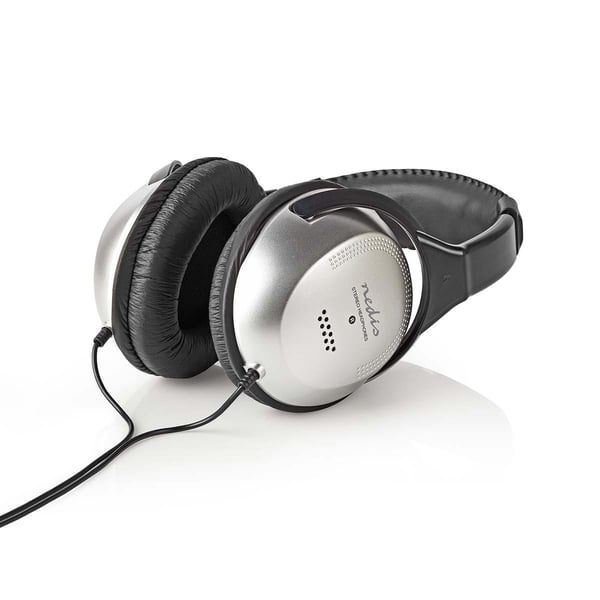 Miniatyrbild 4 av 8: Nedis HPWD1201BK hörlur och headset Hörlurar Kabel Huvudband Musik Svart, Silver