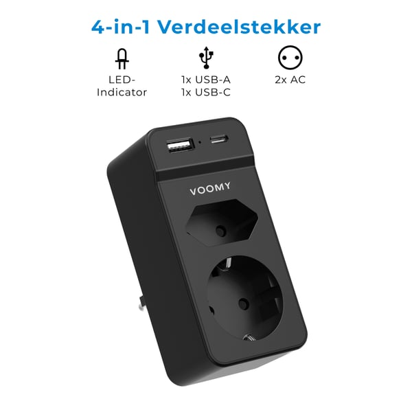 Voomy Split X2-c reseadaptrar Typ E / F-hybrid Typ F Svart