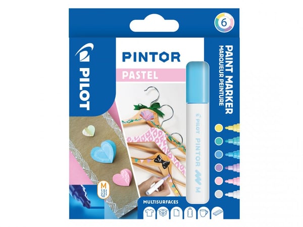 Pilot Pintor Lyse Blå, Lysegrøn, Lyserød, Violet, Hvid, Gul 6 stk Pilot Pintor Lyse Blå, Lysegrøn, Lyserød, Violet, Hvid, Gul 6 stk