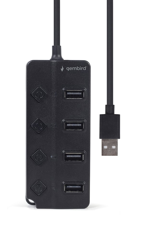 Pikkukuva 5 / 6: Gembird USB 2.0 powered 4-port hub with switches black USB 2.0 Type-A Musta