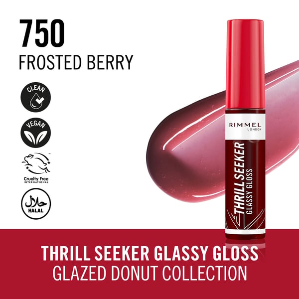 Rimmel Thrill Seeker Glassy Gloss huulikiille 750 Frosted Berry