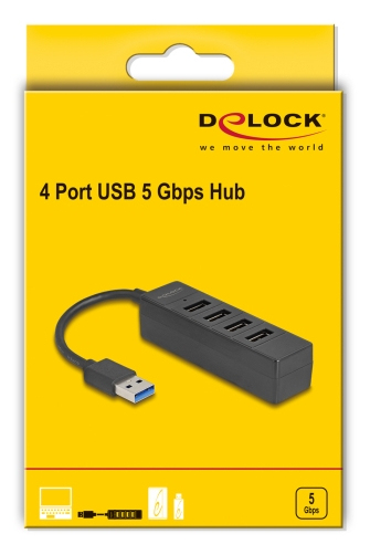 DeLOCK 64350 keskitin USB 3.2 Gen 1 (3.1 Gen 1) Type-A 5000 Mbit/s Musta