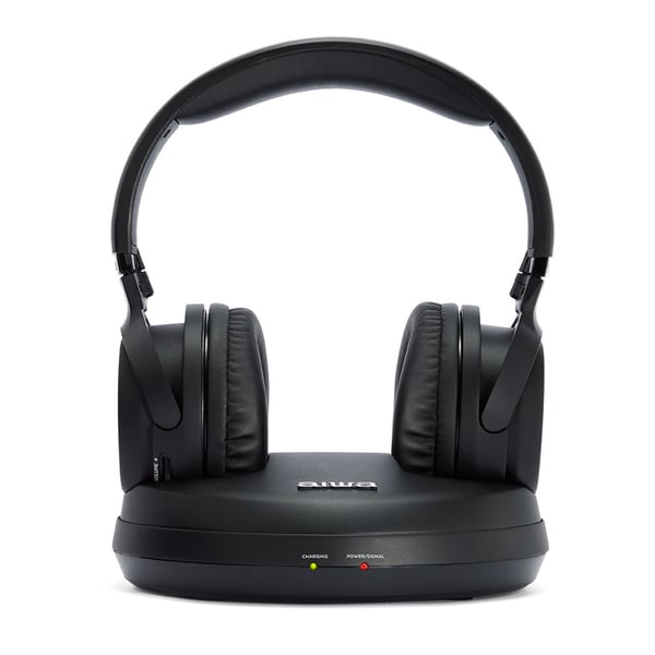 Miniatyrbild 7 av 8: Aiwa WHF-880 hörlur och headset Hörlurar Trådlös Huvudband Musik Laddningsställ Svart