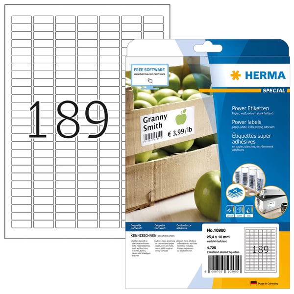 Pikkukuva 1 / 4: HERMA 10900 tulostintarra Valkoinen Itse kiinnittyvä tulostintarra