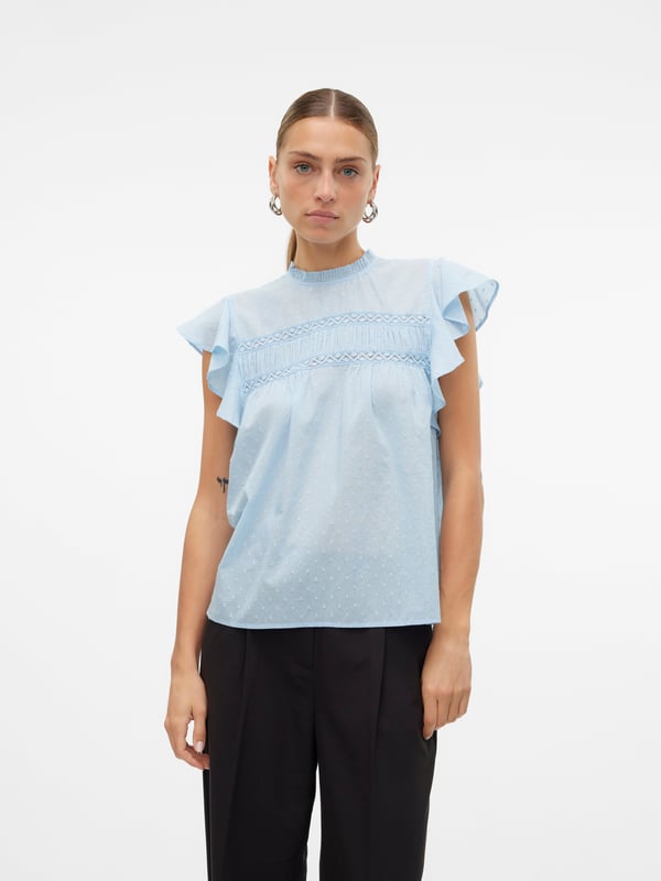 Vero Moda VMTRINE Top,10301205,XS Top (tøj) Rund krave Ærmeløs Bomuld