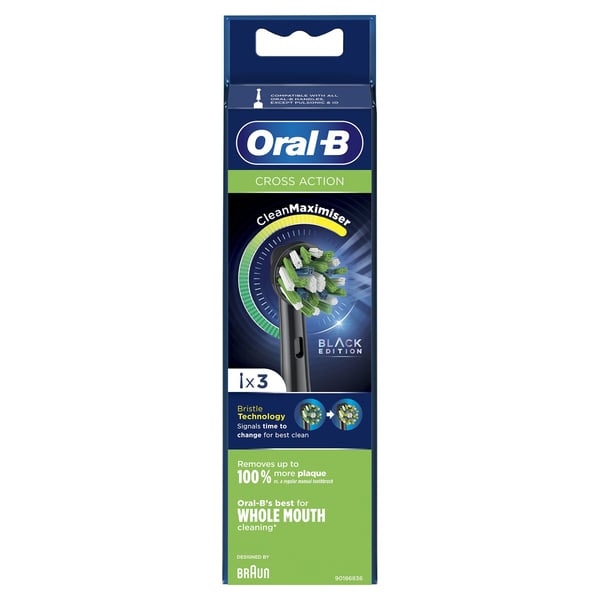 Miniatyrbillede 2 af 4: Oral-B CrossAction 80339540 børstehoved til elektrisk tandbørste 3 stk Sort