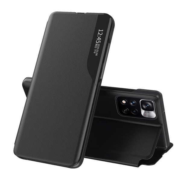 Hurtel Eco Leather View Case mobiltelefon etui 16,8 cm (6.6") Cover Sort