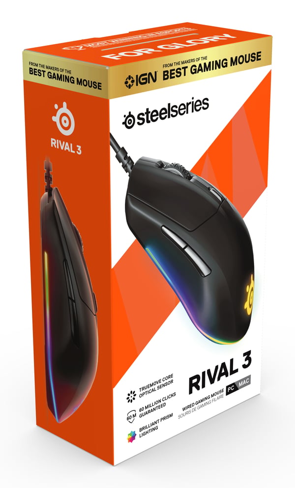 Steelseries Rival 3 mus Spil Højre hånd USB Type-A Optisk 8500 dpi