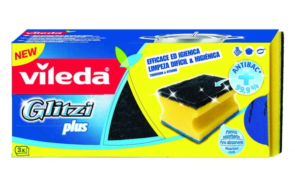 Vileda 139787 svamp Rektangulär Fiber Svart, Blå, Gul 3 styck