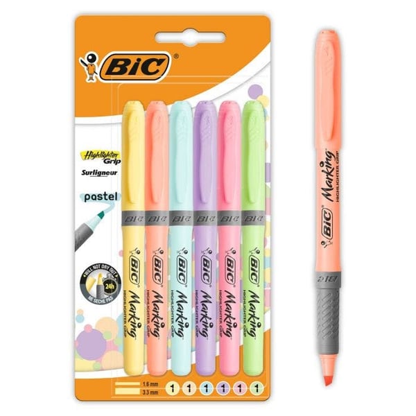 BIC 992561 speedmarker 6 stk Mejselspids Lyse Blå, Lysegrøn, Lys orange, Lyserød, Violet, Gul
