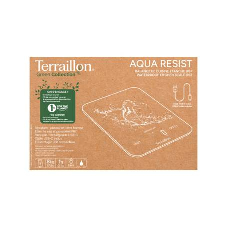 Terraillon Aqua Resist Sort Bordplade Rektandel Elektronisk køkkenvægt